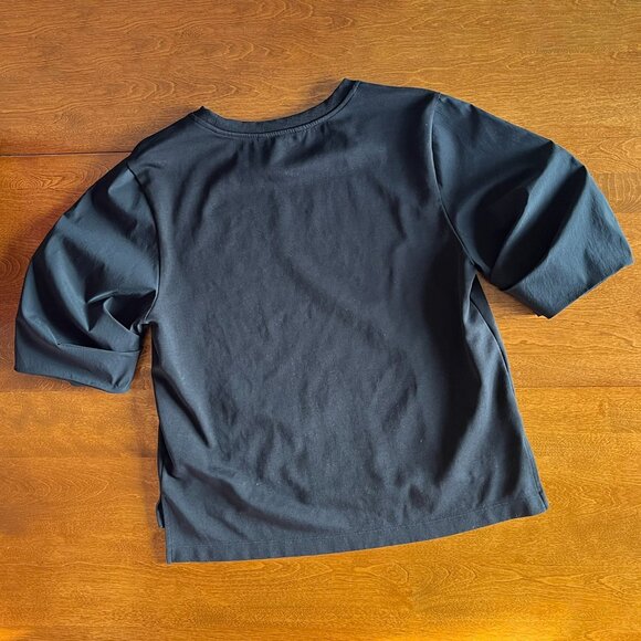 Athleta gathered puff sleeve black tee S - Picture 3 of 8